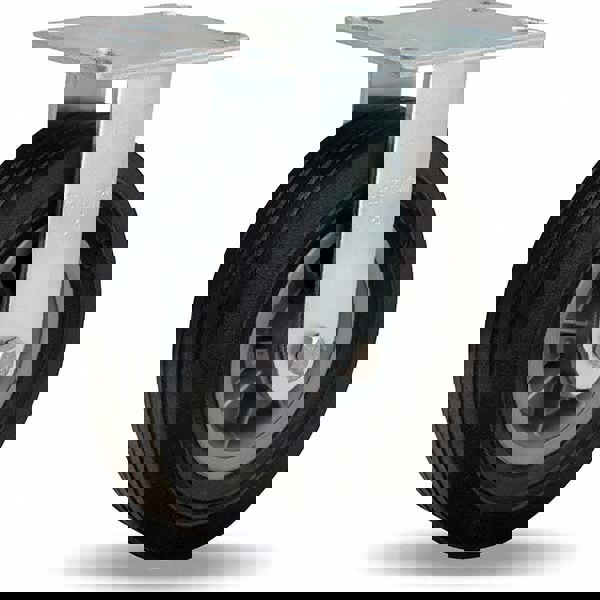 Rigid Top Plate Caster: Rubber, 8